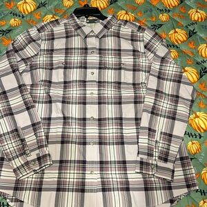 Women's Eddie Bauer Lavender and purple plaid button down shirt . Sz X large